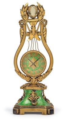 A small neoclassical lyre clock - Antiques: Clocks, Sculpture, Faience, Folk Art, Vintage, Metalwork