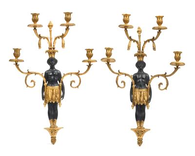 A pair of four-branched sconces, - Starožitnosti
