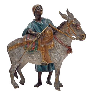 F. X. Bergmann – A Nubian with donkey, - Antiques: Clocks, Sculpture, Faience, Folk Art, Vintage