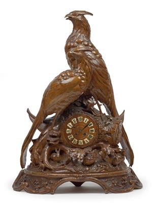 A large Historism Period hunting room table clock - "Lenzkirch" - Antiques: Clocks, Sculpture, Faience, Folk Art, Vintage