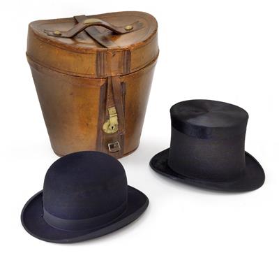 Lot - Two Antique Leather Hat Boxes