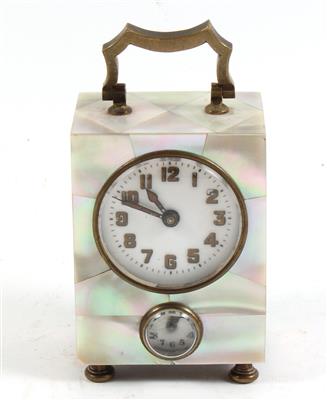 A fin de siècle mother-of-pearl alarm - Antiques: Clocks, Sculpture, Faience, Folk Art, Vintage