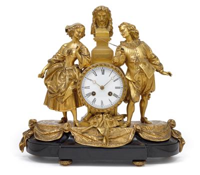 A neoclassical bronze pendulum clock - "Dépit amoureux" - Antiques: Clocks, Sculpture, Faience, Folk Art, Vintage