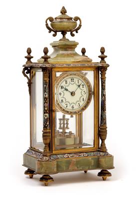 A neoclassical cloisonné 1-year clock - Antiques: Clocks, Sculpture, Faience, Folk Art, Vintage