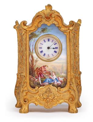 A Historism Period enamel table clock from Vienna - Antiques: Clocks, Sculpture, Faience, Folk Art, Vintage