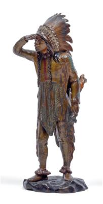 A F. X. Bergmann figure: Viennese bronze, Native American, - Starožitnosti