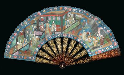 A folding fan, cabriolet hand fan, China, for export, nineteenth century - Orologi, vintage, sculture, maioliche, arte popolare