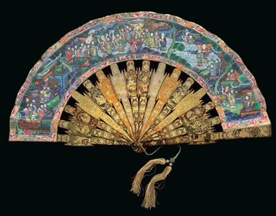 A folding fan, China, for export, nineteenth century, - Clocks, Vintage, Sculpture, Faience, Folk Art, Fan Collection