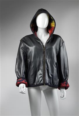 Jean Paul Gaultier - a leather reversible jacket with hood - Orologi, vintage, sculture, maioliche, arte popolare