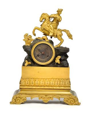 A small Charles X bronze mantelpiece clock "Oriental Rider" - Clocks, Vintage, Sculpture, Faience, Folk Art, Fan Collection