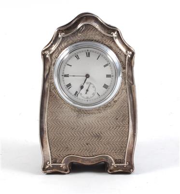 A small silver table clock - Clocks, Vintage, Sculpture, Faience, Folk Art, Fan Collection