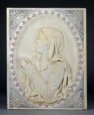 A marble relief depicting the Virgin Mary, - Starožitnosti