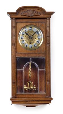 A wall-mounted pendulum clock, with 1 year power reserve, - Clocks, Vintage, Sculpture, Faience, Folk Art, Fan Collection