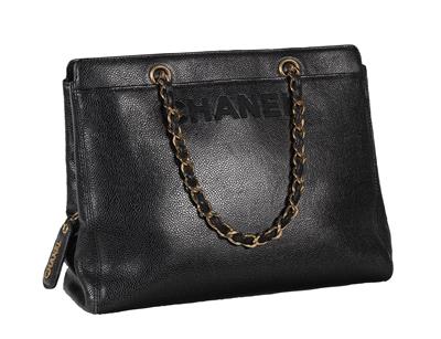 Chanel Black Caviar Leather Handbag - Chanel Vintage