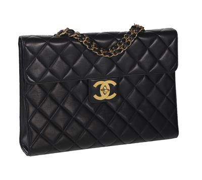 Chanel, Quilted Black Leather Briefcase - Chanel Vintage