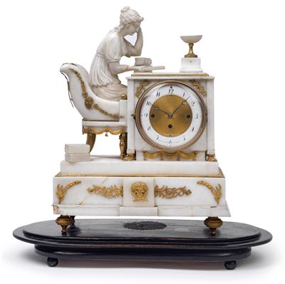 A Biedermeier marble mantel clock from Vienna - "The Reader" - Antiques: Clocks, Vintage, Asian art, Faience, Folk Art, Sculpture