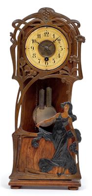 An art nouveau table clock in the form of a longcase clock - Antiques and art