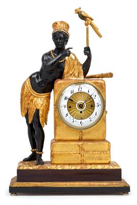 "Au bon Sauvage" commode clock with mechanical eyes from Vienna, - Arte e antiquariato