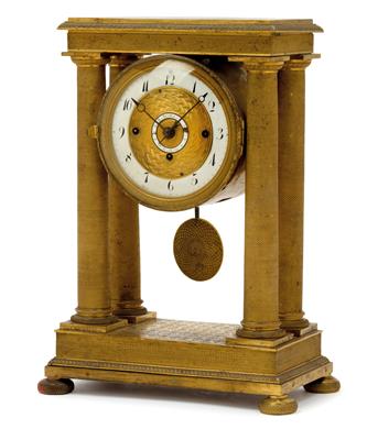 A Biedermeier bronze portico clock - Orologi, arte asiatica, metalli lavorati, fayence, arte popolare, sculture