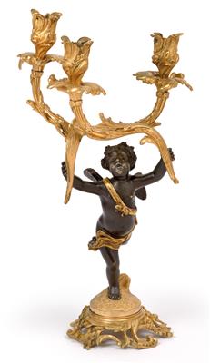 Three-flame candlestick, - Orologi, arte asiatica, metalli lavorati, fayence, arte popolare, sculture