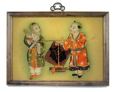 A reverse glass painting, China, late Qing Dynasty/Republic Period - Umění a starožitnosti