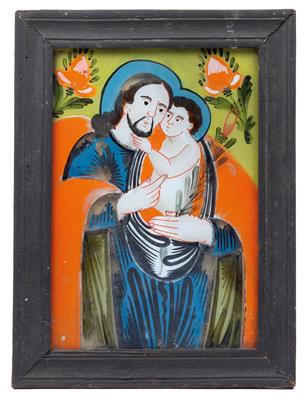 Reverse glass painting, St.  Joseph, - Orologi, arte asiatica, metalli lavorati, fayence, arte popolare, sculture