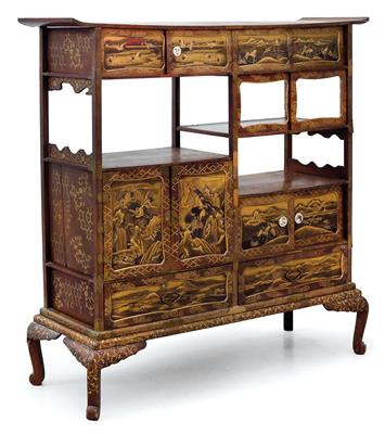 A lacquer cabinet, Japan, Meiji/Taisho Period - Clocks, Asian Art, Metalwork, Faience, Folk Art, Sculpture