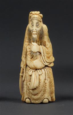 An ivory netsuke of Kan'u, Japan, late 18th cent. - Clocks, Asian Art, Metalwork, Faience, Folk Art, Sculpture