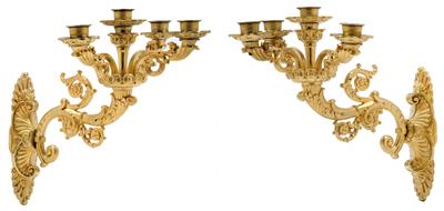 A pair of four-flame wall sconces, - Umění a starožitnosti