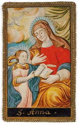 A parchment image, St. Anna teaching Mary to read, - Umění a starožitnosti