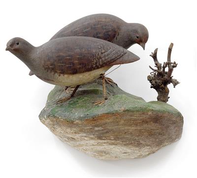 Two partridges, Viechtau, - Orologi, arte asiatica, metalli lavorati, fayence, arte popolare, sculture