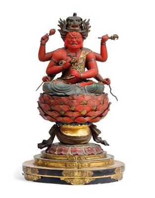 A wood figure of Aizen Myo-o (Ragaraja), Japan, Edo Period or earlier - Clocks, Asian Art, Vintage, Metalwork, Faience, Folk Art, Sculpture