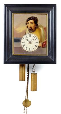 A rustic wall pendulum clock with "Augenwender" - Clocks, Asian Art, Vintage, Metalwork, Faience, Folk Art, Sculpture