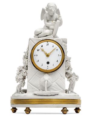 Kleine Klassizismus Porzellan Pendule - Uhren, Metallarbeiten, Asiatika, Vintage, Fayencen, Skulpturen, Volkskunst