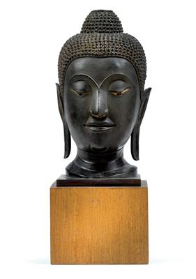 A bronze head of Buddha, Thailand, 17th/18th cent. - Clocks, Asian Art, Vintage, Metalwork, Faience, Folk Art, Sculpture