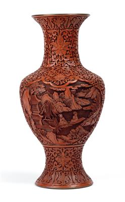 Rotlack Vase, China, 19. Jh. - Uhren, Metallarbeiten, Asiatika, Vintage, Fayencen, Skulpturen, Volkskunst