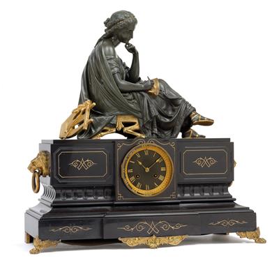 A large Historism Period marble mantel clock - Orologi, arte asiatica, metalli lavorati, fayence, arte popolare, sculture