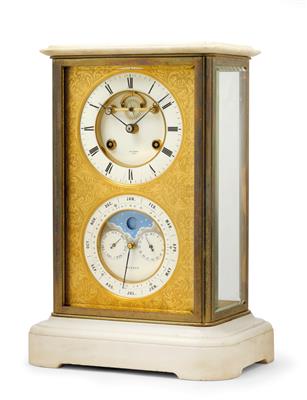 A Historism Period crystal clock with complete calendar - Clocks, Asian Art, Metalwork, Faience, Folk Art, Sculpture
