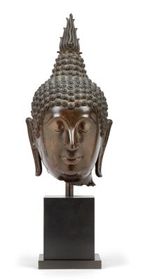 Kopf eines Buddha, Thailand, 17./18. Jh. - Uhren, Metallarbeiten, Asiatika, Fayencen, Skulpturen, Volkskunst