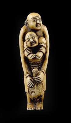 An ivory netsuke of Ashinaga and Tenaga, Japan, Meiji Period - Orologi, arte asiatica, metalli lavorati, fayence, arte popolare, sculture