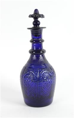 A blue bottle with stopper, - Starožitnosti
