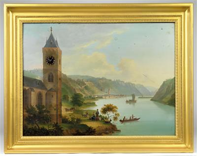 A Biedermeier picture clock with 'Angelus' carillon, from Germany - Antiques