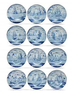 A complete series of twelve numbered ‘Groenlandsche Visschery’ plates, - Antiques