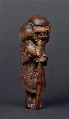 A wood netsuke of Gama Sennin, Japan, 18th/19th cent., signed - Antiquariato