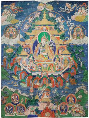 Thangka 'Das südwestliche Paradies des Padmasambhava', Tibet, 19./20. Jh., Nyingma Tradition - Antiquitäten