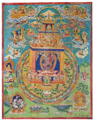 A thangka ‘Vajrayogini and the Pure Land of Khechara’, Tibet, 19th/20th cent., Sakya Tradition, - Antiquariato