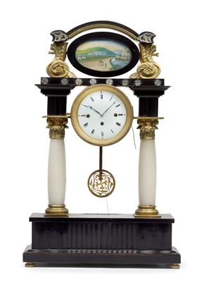 A Biedermeier portal clock with musical mechanism "Weilburg" - Umění a starožitnosti