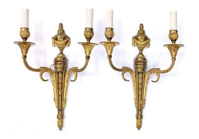 A pair of two-flame wall-mounted candlesticks, - Antiquariato