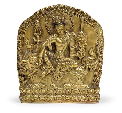 A stele depicting Simhanada Lokeshvara, Tibeto-Chinese, 18th century - Antiquariato