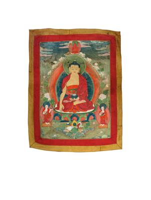 A thangka depicting Buddha Shakyamuni, Tibet, 19th cent. - Antiques